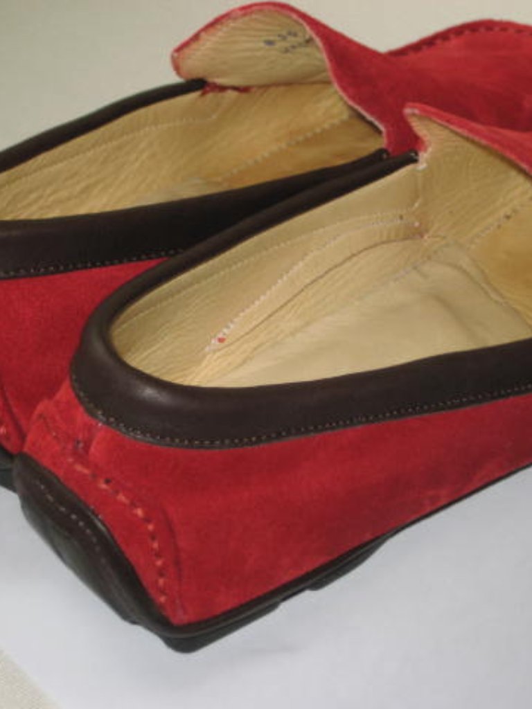 Patricia Green Sz 7 Italy Red Suede Driving Mocs Loafers All Leather Excellent — image 5 of 8